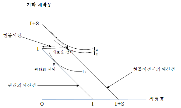 〔그림 2-3〕 현물급여 이전 효과(비효율성)