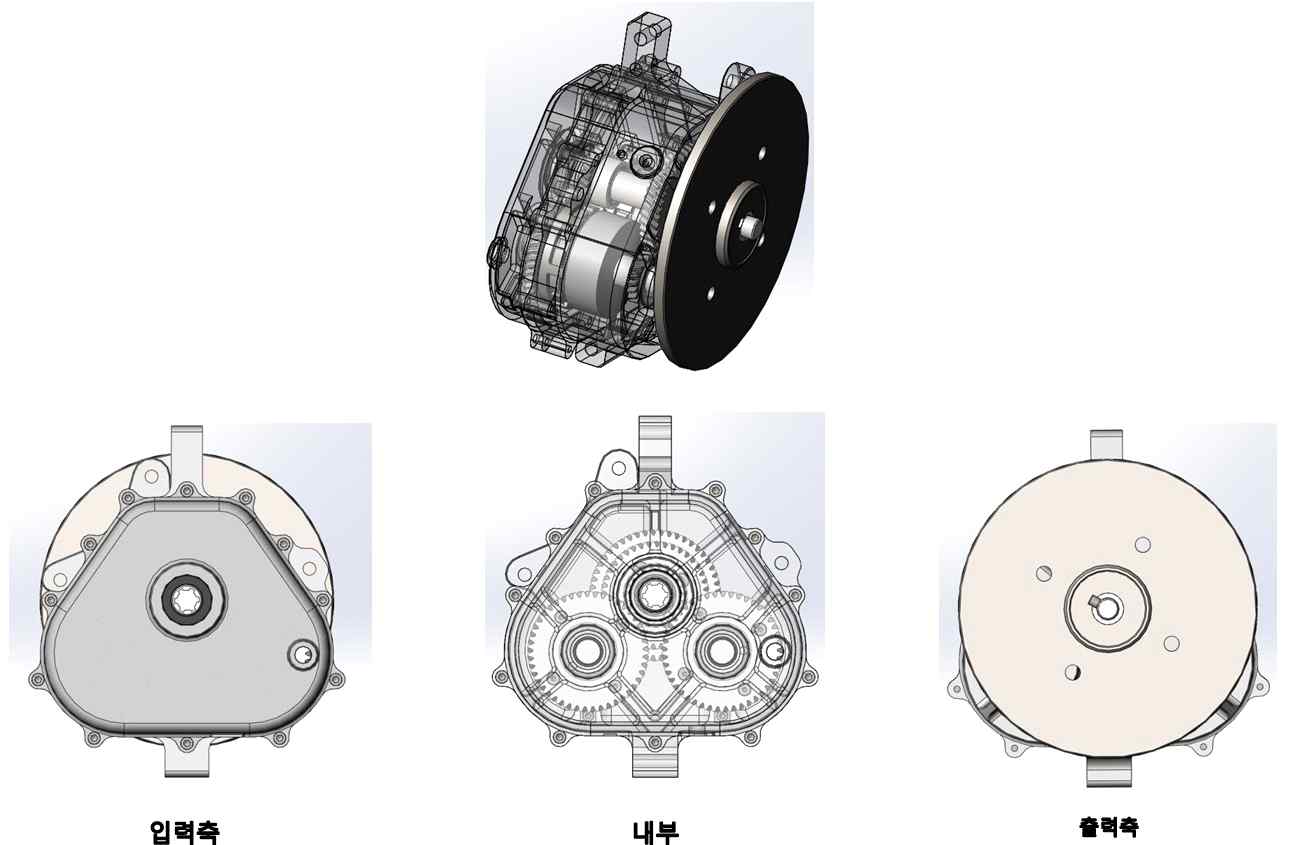2단 인휠 변속기 시스템 3D 입체도