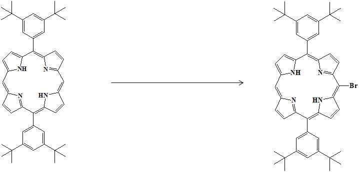 5,15-Bis(3,5-di-tert-butylbenzyl)-10-bromo-porphyrin의 합성 scheme
