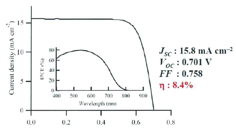 BCDSC(Back Contact Cye-Sensitized Solar Cell) 단위셀 성능