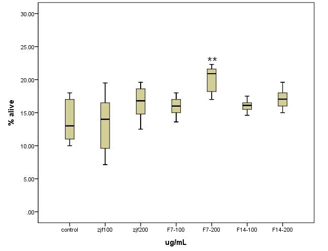 Fig. 9 Effect of fermentative zjf on thermal stress in C. elegans