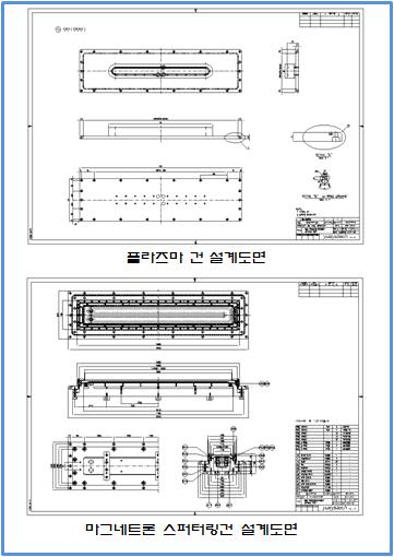 그림 8. 플라즈마 건 및 마그네트론 스퍼터링건 설계도