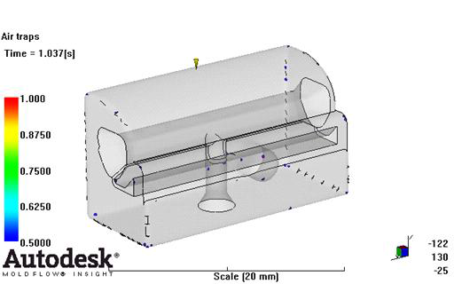 그림 7. Mold flow를 통한 H-type air traps.