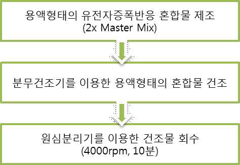 그림 18. 건조 형태의 유전자증폭반응 혼합물 제조 공정도.