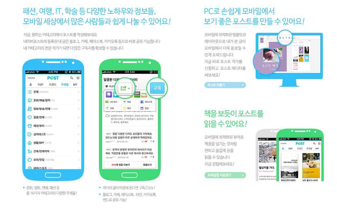 네이버 포스트의 서비스 소개
