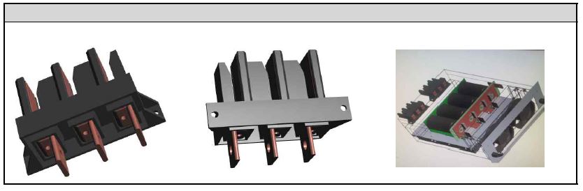 그림4. BUS BAR를 인설트하여 플라스틱 사출성형을 한 Connector Terminal 의 3DModeling