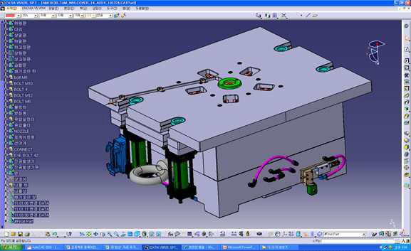 3D CAD 모델링에 의한 금형구조 설계(하원판 배면)