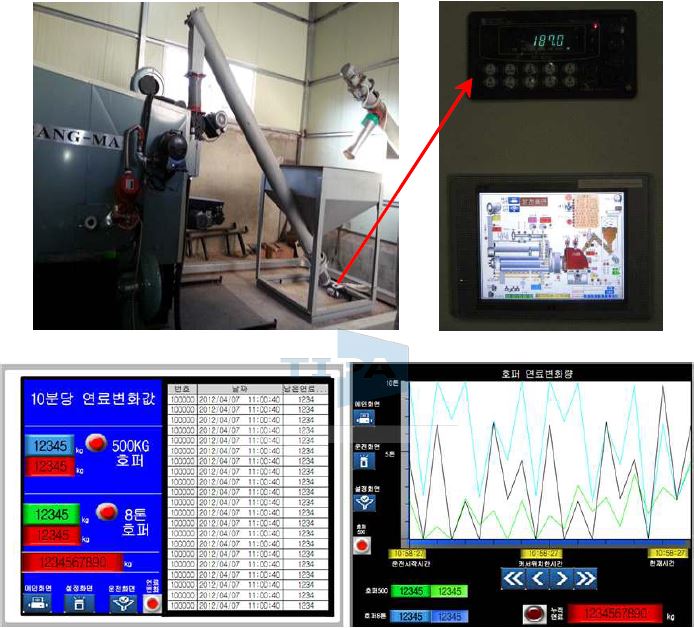 목재펠릿 잔량측정 및 데이터화면