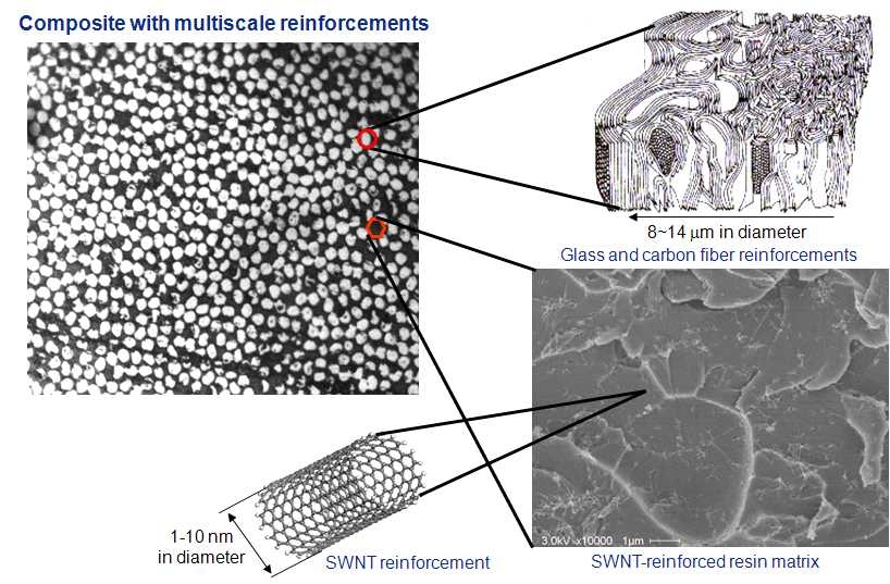 고분자/탄소섬유/CNT로 구성되는 멀티스케일 하이브리드 복합체 개념