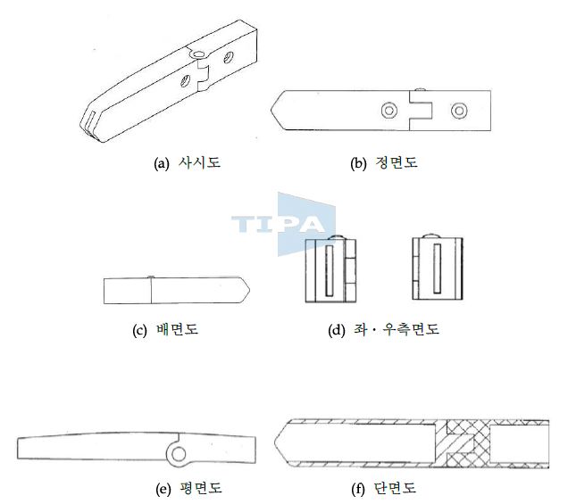 사출물 힌지의 상세 도안