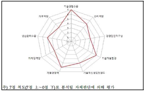 신청기업의 내부역량 분석결과