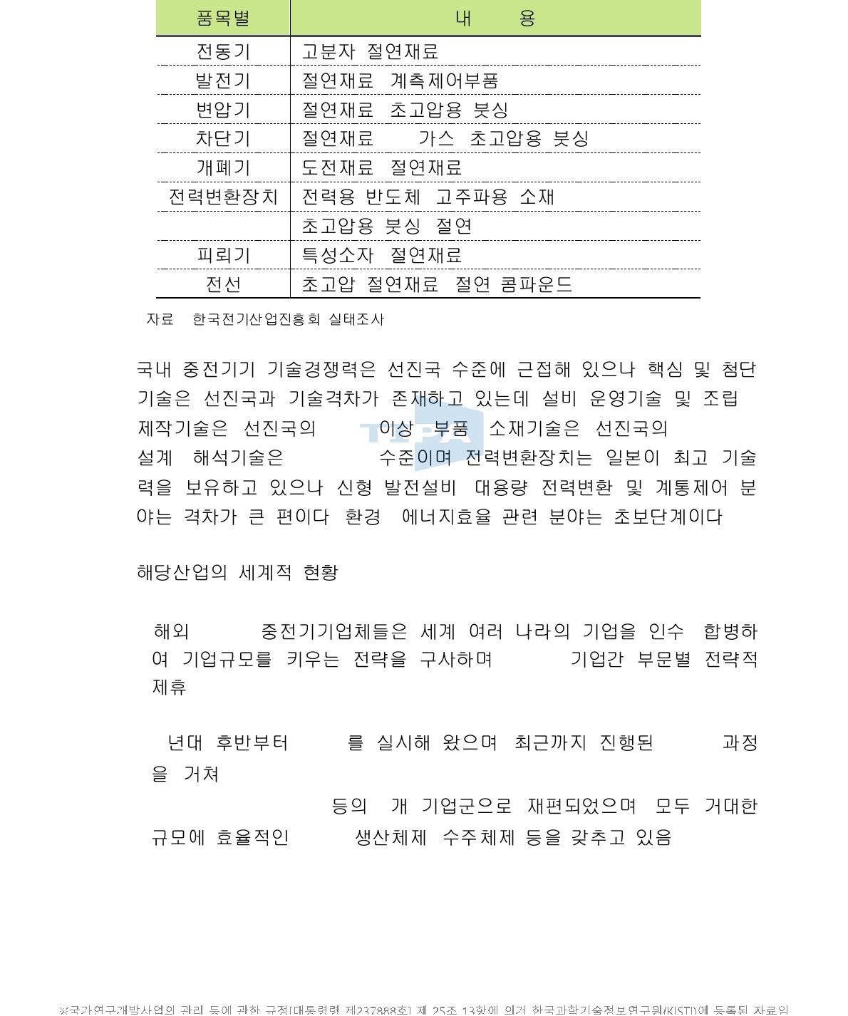 부품소재 기술수준의 차이원인