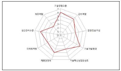 신청기업의 내부역량 분석결과