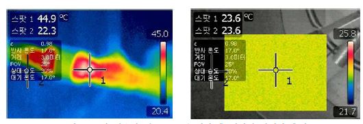 1차 열순환 테스트 15분 경과 후 열화상 카메라 측정