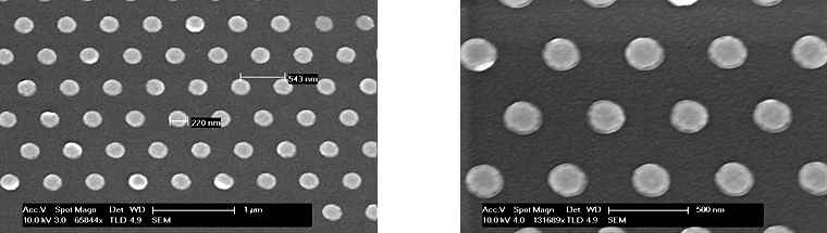 그림 9. 5인치 글라스 웨이퍼상에 형성된 금나노닷 어레이