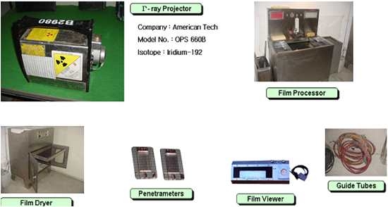 RT 검사를 위해 필요한 장비들