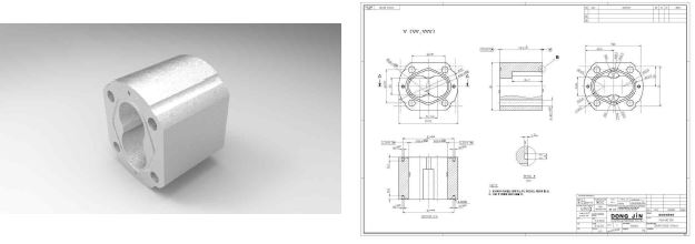 쿨링팬 구동용 Hydraulic Gear Motor의 기어케이스 제작 도면