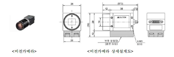 그림 2.2.1.9 비전카메라 외관 및 설계도