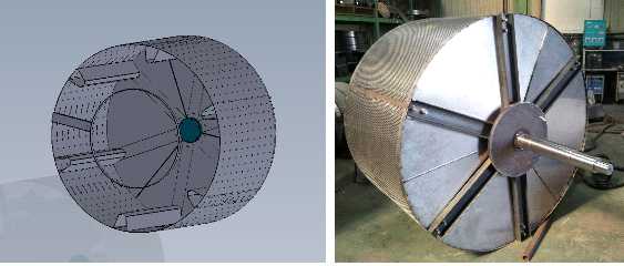 그림 53 드럼 3차원형상 및 제작된 텀블러 드럼
