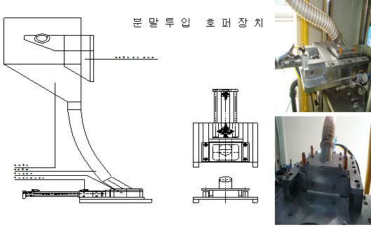 분말투입 호퍼장치 제작 도면 및 설비