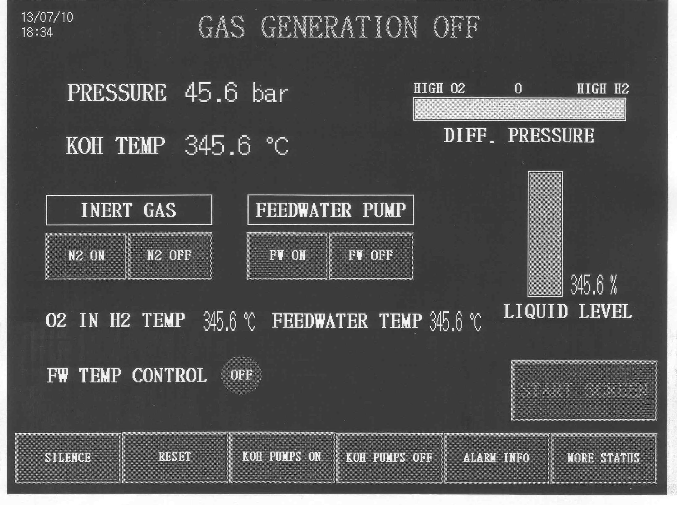 GAS GENERATION OFF 화면