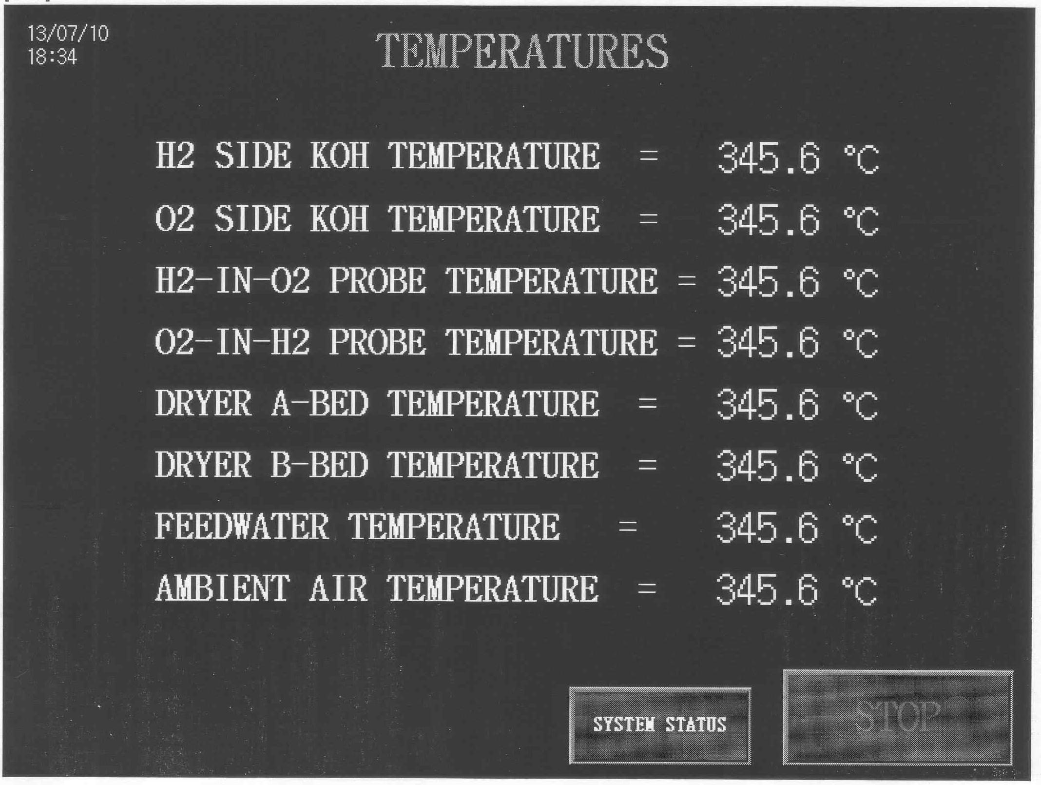 TEMPERATURE 화면