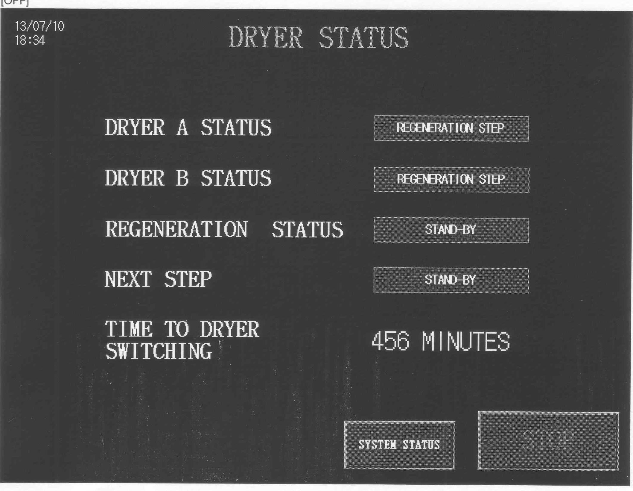 DRYER STATUS 화면