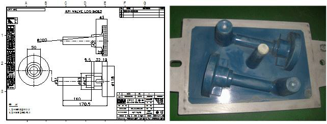 그림 101. 개발 API 밸브 로드 금형(주조) 도면 및 금형