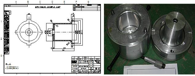 그림 106. 개발 API 커플러 캡 금형(주조) 도면 및 금형