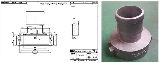 그림 121. Vapor Recovery 커플러 가공도면 및 제품