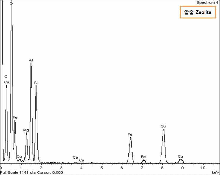 Zeolite Extruded SCR의 EDX 성분 분석