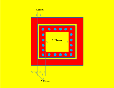 77GHz 대역에서 설계된 안테나의 치수