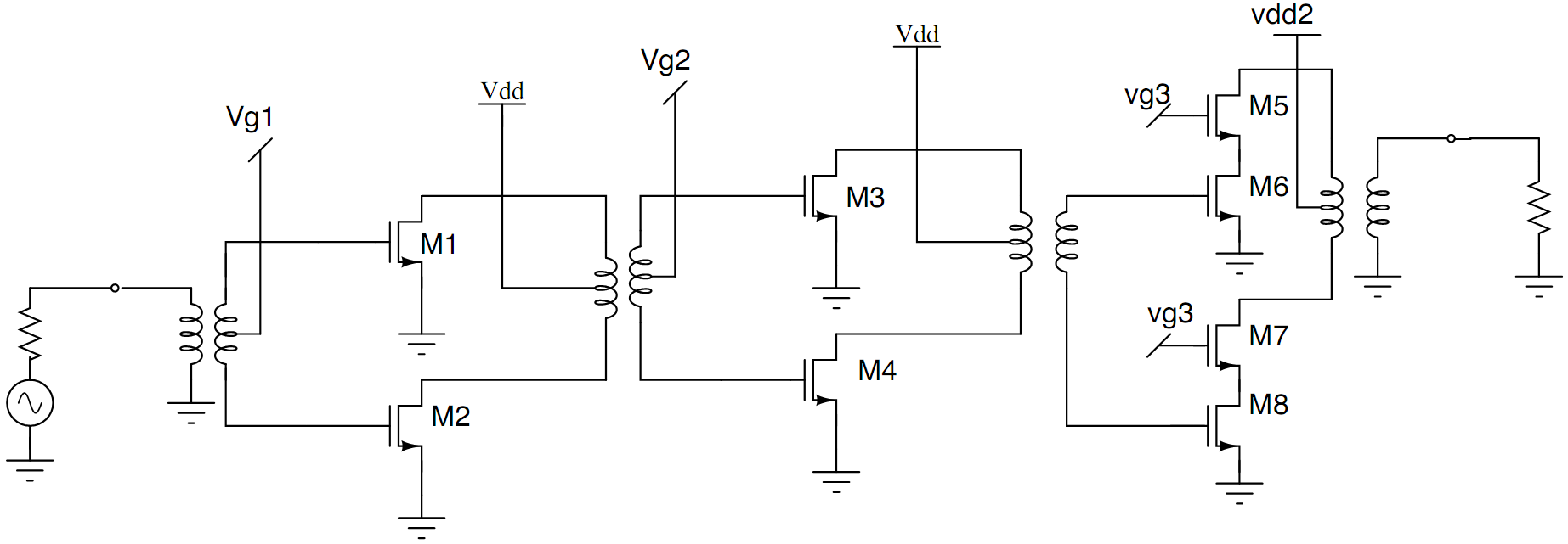 77GHz CMOS 전력증폭기 schematic diagram