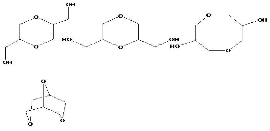 글리세린으로부터 폴리글리세린 제조반응시 고리환을 가진 폴리글리세린 부산물들 (1,4-Dioxene구조형태도 있음)