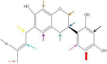 ManuifolinH 구조에 해당하는 1H-NMR 피크의 확인.