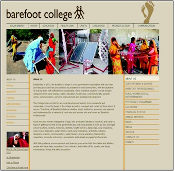 그림 3.24 베어풋대학 웹사이트 (www.barefootcollege.org)