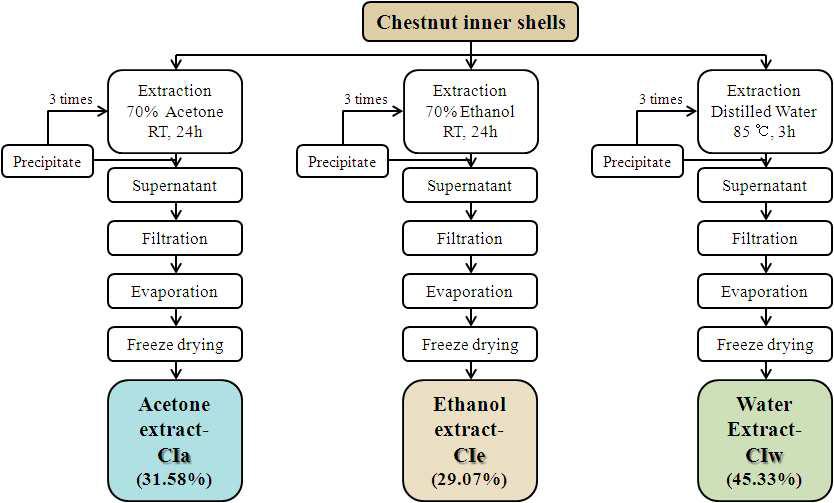 The procedure for extraction from Chestnut inner shells.