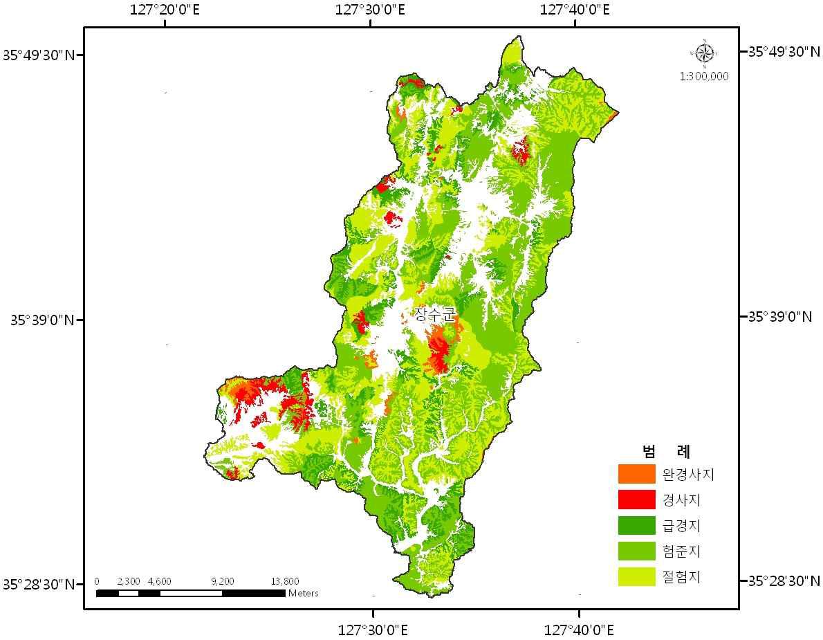 The slop analysis map of the forests of Jangsu-gun