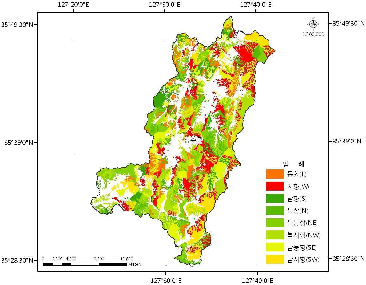 The bearing analysis map of the forests of Jangsu-gun