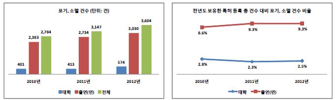 등록된 특허 중 포기, 소멸 현황