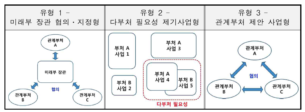 다부처 공동기획사업의 후보사업 기획 유형