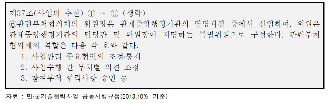 공동시행규정(안) 상 관계부처협의체의 주요 역할