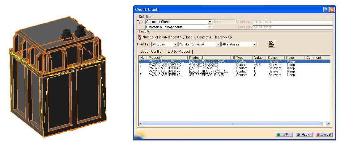 배터리 팩 CATIA C5를 통한 간섭체크