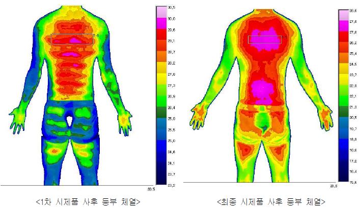 1차 시제품과 최종시제품 체열 경향성 비교