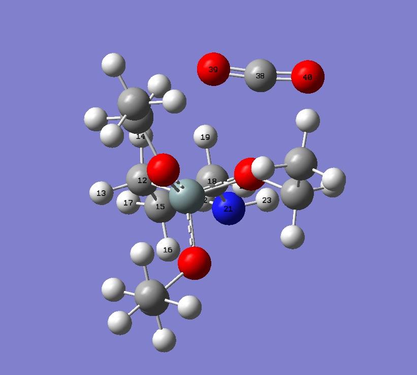 DFT 3-21G level에서 계산한 aminopropyltriethoxysilane과 CO2의 최적화구조