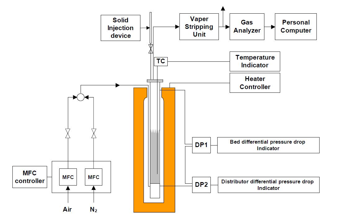 Schematic of a batch type fluidized bed reactor