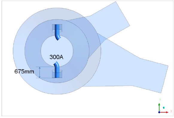 주입 노즐 45° bend 300 A, 675 mm long (Injector arrangement)