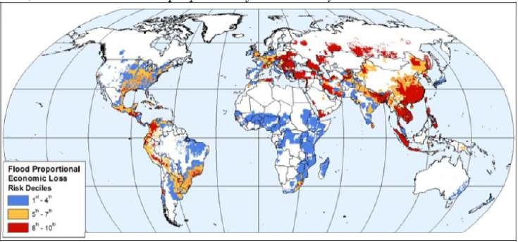 경제적 손실 대비 홍수의 위험 지도