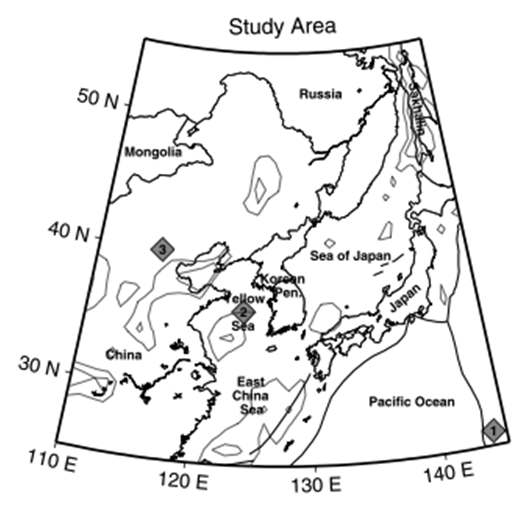 Geographic map of the Yellow Sea - Korean Peninsula region.