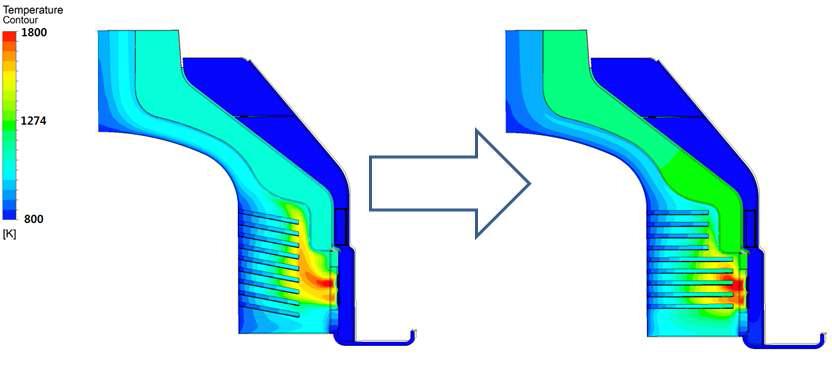 비축열 시 핀 형상 개선에 따른 온도 분포